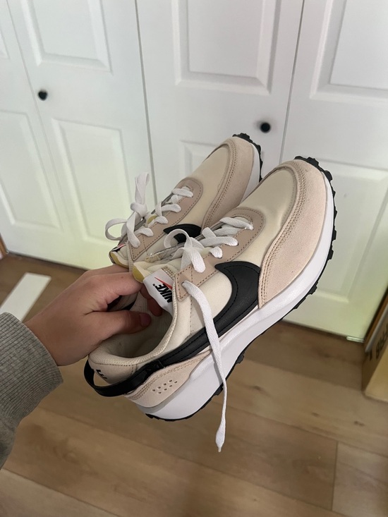 Nike Shoes - Nike Women's Beige and Black Retro-Style Running Sneakers